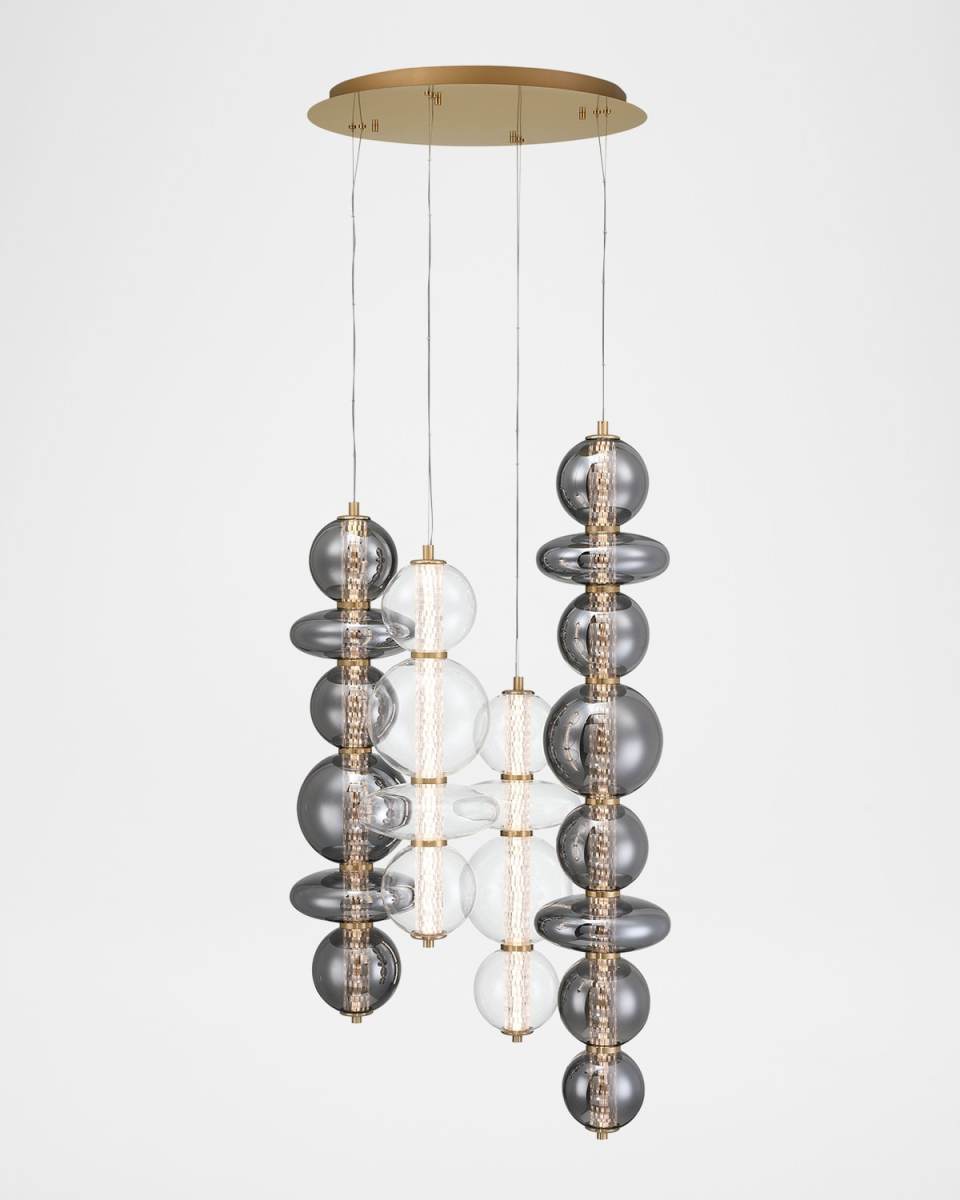 Atomo 50" 4-Light Multi-Drop LED Chandelier, Gold
